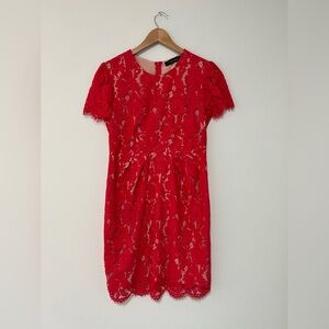 Twin-Set Simona Barbieri Elegant Red Floral Lace Dress